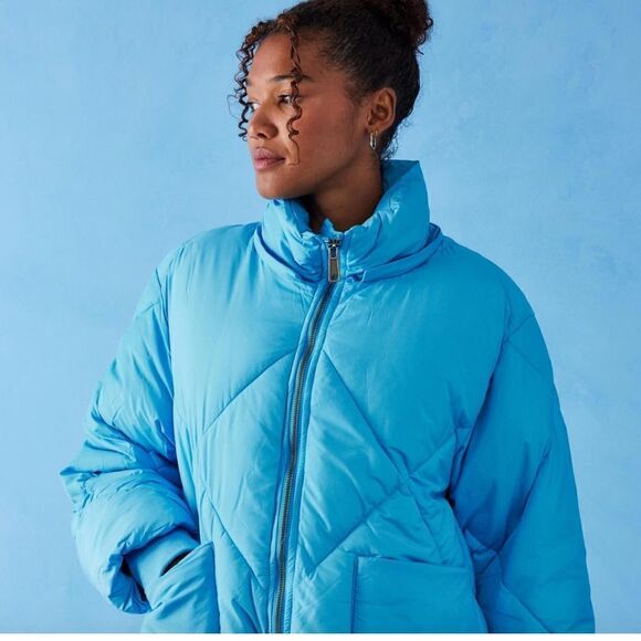New Free People Blue Emmy Swing Puffer Jacket - Picture 5 of 9